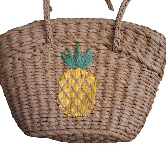 Jason Wu Women's Straw‎ Wicker Drawstring Lined Handbag, Pineapple Design - F6 - Picture 2 of 7